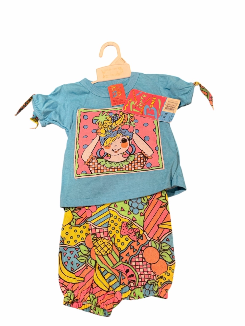Vintage 90s Pierre Bonee Baby Girls 18 Months Two Piece Set Fruit Colorful NWT